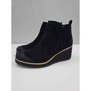 Sofft Emeree Ankle Bootie Womens 11 Black Suede Waterproof Wedge Chelsea
